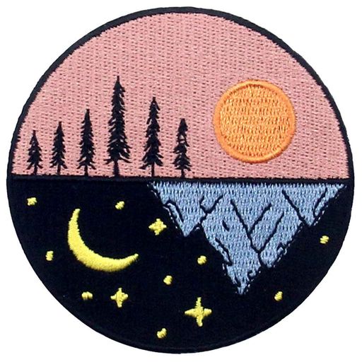 昼と夜刺繍のバッジのアイロン付けまたは縫い付けるワッペン