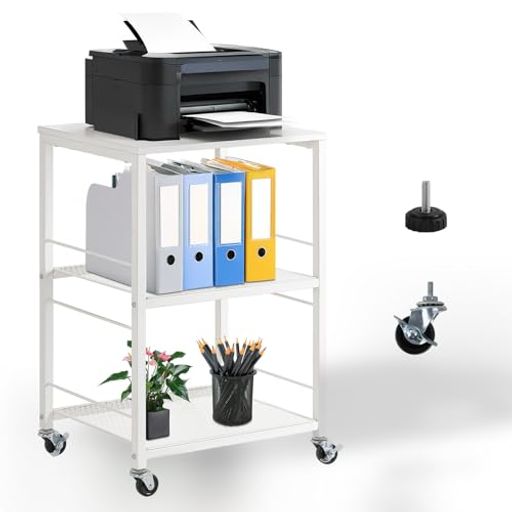 プリンターラックプリンター台3段キャスター付きプリンタースタンドワゴン棚付きベッドサイドテーブル..