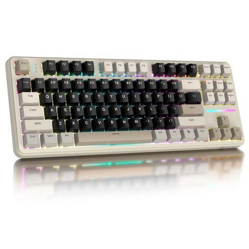 ATTACKSHARKX87ゲーミングキーボードワイヤレス/Bluetooth/USB三つの接続モードメカニカルキーボードホットスワップガスケット構造5層吸音フォームデザイン吸音効果より向上リニアストロベリ…