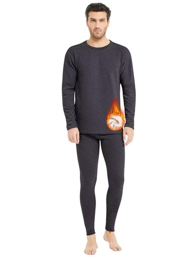 Outdoor Wear - [Rovidorx]あったかインナー上下セットメンズ裏起毛防寒インナーヒートテック上下アンダーシャツ長袖防寒タイツアンダータイツインナーウェア保温インナー肌着防寒着YLM01-blk-gr-L(=日本サ…