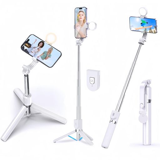 【新登場・軽量】自撮り棒スマホ三脚自撮りスマホスタンドi-Phone自撮り棒android兼用コンパクト卓上軽量360度回転無線リモコン付き折りたたみ式アルミニウム合金製110cm&7段階伸縮折りたた…