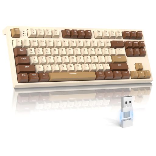 ZIYOULANGM88コンパクトワイヤレスメカニカルキーボードBLUETOOTHデュアルモード2.4GHZTYPE-C/USB-A変換アダプタ付属87キー80%レイアウトホットスワップ対応ガスケット構造赤軸