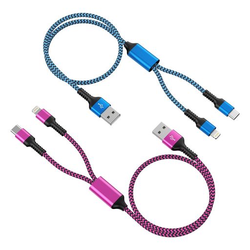 2in1���ť����֥�饤�ȥ˥�&������C��2����/1.2M��2.4A&3A��®����Type-CUSB�����֥�Haoano2����1���ť����ɥޥ�������֥�2��Ʊ�����Ų�ǽiPhone