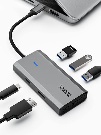 【4K/30Hz高画質出力対応】ドライバーのインストールなしで、簡単にマルチディスプレイ環境(ミラー(複製)モード、拡張モード)を実現できます。下位互換性があり、2K@60Hz、1080p@60Hz、720pなどのHD解像度にも対応しています。 【より良い安定性&amp;より良い耐久性】アルマイト処理されたアルミ製の筐体と優れた熱設計により、内部の熱を排出しやすくします。タイプc ハブの安定性を保証します。さらに、筐体はMacBookなどノートパソコンと一体感ある美しいデザインです。 【1本で周辺機器をまとめて連続&amp;高速伝送実現】USB3.2x1、USB2.0x2搭載で、最大3台までのUSB機器を接続できます。本ドッキングステーションに周辺機器(マウス、キーボード、USBメモリ)を接続しておけば、ケーブル1本で簡単にノートパソコンの接続、解除ができ、時短になるため快適です。USB3.2 Gen.1(USB 3.0)に対応しており、最大5Gbps快適なデータのやり取りを行うことができます。