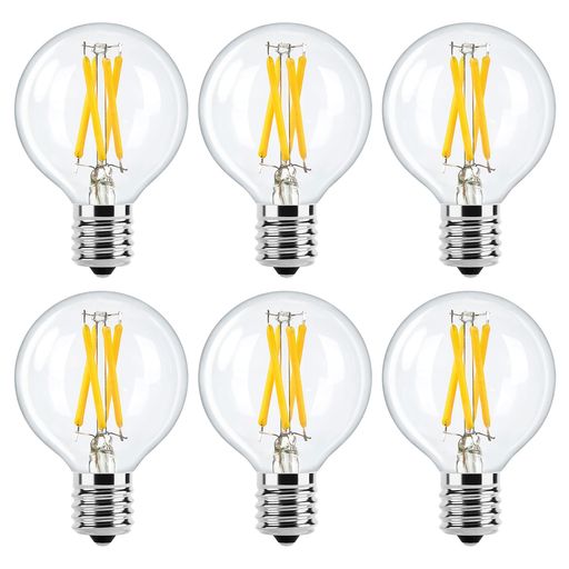 26 mm Cfl - LED電球E17口金エジソン電球4W(40W形相当)2700K電球色シャンデリア用フィラメント電球クリアG50調光対応PSE認証済み6個入