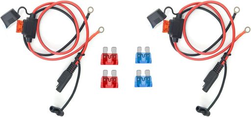 バッテリーに簡単に固定できます バッテリーを簡単に充電したり、バッテリーから電力を供給したりできます。車、オートバイ、トラクター、船 、太陽エネルギーなどのバッテリーの高速接続に適しています。 アクセスしにくいバッテリーに便利です。製品に含まれるもの:2個 長さ:60CM)16AWG 1.31mm2純銅線。 アイレット端子の内径:6.3mm(0.25インチ);10Aヒューズ内蔵,予備ヒューズ2個付き(15A、10A) オートバイやスノーモービル用のほとんどの加熱スーツに対応する2ピンクイックディスコネクトプラグ 取り付けられた耐候性ダストカバーは、雨滴やほこりから2ピンクイックディスコネクトSAE端子を保護します