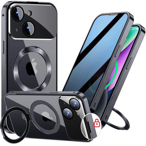 【スライドカバー磁気ロック・覗き見防止・新次元の一体型カメラ保護+CD隠しスタンド】MESTRIEViPhone14用ケース全面保護Magsafe対応ランヤードホール付き[本体を再現・マット金属フレーム]…