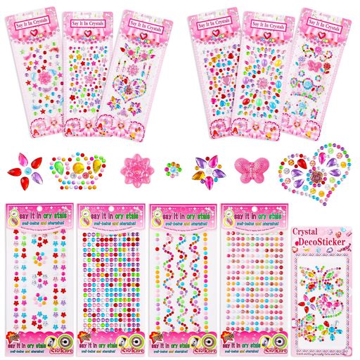 girldateラインストーンシール11枚セットフェイスステッカーキラキラカラフルネイルアートパーツ携帯電..
