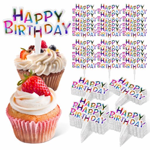 NUOLUX ケーキピック 誕生日 100枚 happy birthday 飾り プラスチック カフェ 洋菓子店