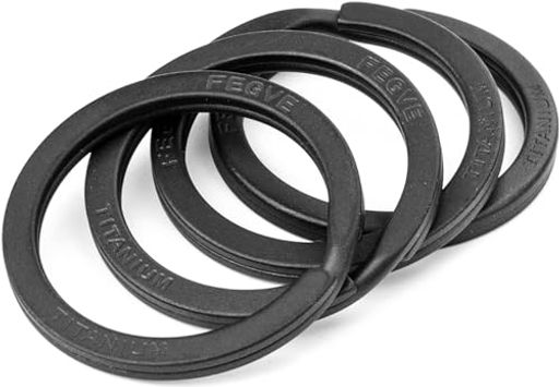 TIMULTI チタン キーリング ブラック キー ホルダー 黒 二重リング 軽量 自転車 鍵 カラビナ リング 外径20mm/25mm/32mm 4個入り (32mm/4個入り)