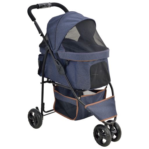 ジェックスわんわんカートスマートハンディSaftyデニム柄49x81.5x95cm3輪耐荷重12kg小回り可能