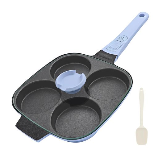 RANXINGST目玉焼きフライパン蓋付きガス火・IH対応くっつかないコーティング&取っ手の取れる仕切りパンPFOAPFOSフリーマルチ朝食パンブルー&ブラック
