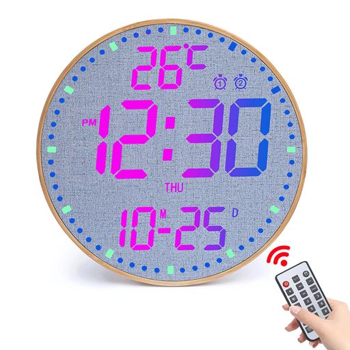 大画面掛け時計LEDデジタル目覚まし時計リモートコントロール直径30CM12色切り替え可能多機能RGB夜の光時計デスクアラームクロック寝室用付き明るさ調整可能/夜間ライト/正転·逆転タイ… 大画面掛け時計LEDデジタル目覚まし時計リモートコントロール直径30CM12色切り替え可能多機能RGB夜の光時計デスクアラームクロック寝室用付き明るさ調整可能/夜間ライト/正転·逆転タイ…