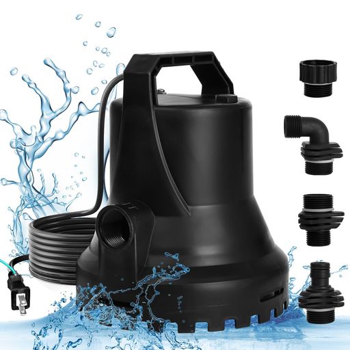 HOCANFLO水中排水ポンプ底部から吸水し最大吐出量8300L/H最大揚程10Mを実現自動停止機能付きで最低排水..