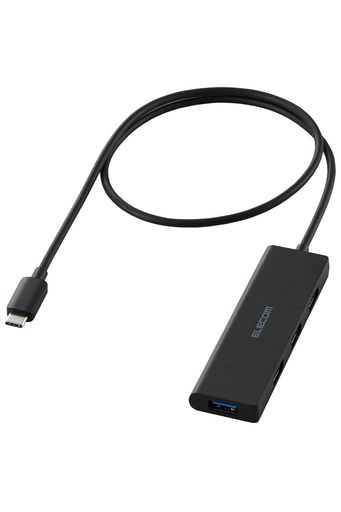 エレコムUSBハブUSB-C接続USB3.2(Gen1)5Gbps4ポートバスパワー60cmケーブル小型・軽量設計ブラックU3HC-H043BK/E