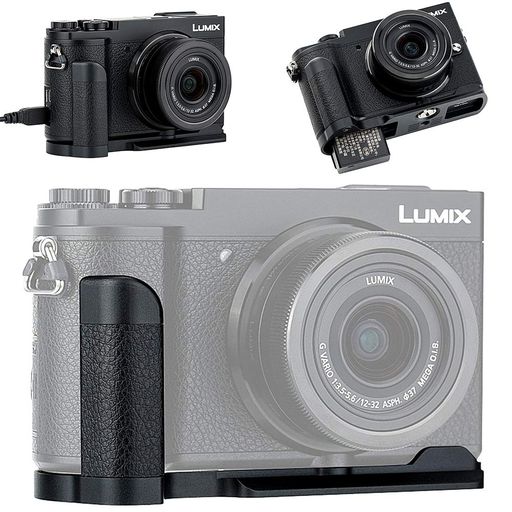 Panasonic Lumix DC-GX7MK3 / DMC-GX7MK2 カメラ用のハンドグリップです。DMW-HGR2 互換です。 良質なアルミニウム合金製で、軽くて丈夫です。 グリップ部にはファイバーレザーを採用しホールド感を高めます。 装着しても、バッテリーやメモリーカードを取り外すことができます。 底の1/4"-20のネジ穴を通じて、三脚や他の機材など直接に取り付ける可能です。