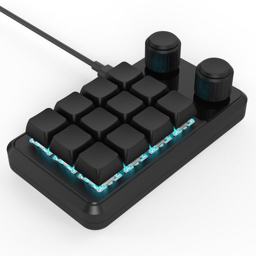 SIKAI CASE マクロキーボード 有線接続 12キー2ノブ 片手キーボード RGB Windows設定 赤軸 メカニカル 多機能プログラマブル ゲーム用DIY カスタム可能 ショートカット プログラマー向き 黒色 1レ…