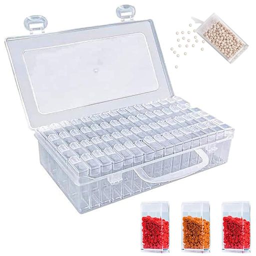 ビーズケース小物ケースクリアケース64分割独立型ビーズ入れダイヤモンドアートツールネイルケースパーツ小物雑貨入れ小分けケースビーズコンパクト収納