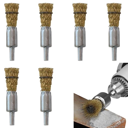【商品詳細】ステンレスワイヤー*15、ブラシペン直径:16mm;軸径6mm;全長:72mm。この金属針ブラシはステ、サビ落としや頑固な汚れ、水回りの作業、工具の汚れ落としなど使い方色々。建築業のプロ向け仕様、DIYを楽しむ人にもお使いいただけます。 【高品質素材】この金属針ブラシはステンレス鋼で作られており、非常に安定性と耐久性があります。長時間使用しても変形や断裂することがなく、長期間使用することができます。軽い力で楽に汚れを落とせます。 【デザイン】材質はステンレスで、耐熱性、耐久性に優れサビに強いです。毛の部分がちぢれており弾力性もあります。凹凸や曲線のある面の使用に適しています。非常に硬いブラシのため、傷をつけたくない部分には使用をお控えください。また、ご使用の際は十分安全にお気をつけください。 【簡単で使いやすい】この小型ペンブラシセットは、簡単に取り付けられ、使用が容易です。軸径6mmの丸軸の筒型ワイヤーブラシです。ドリルドライバー、電動ドリルにセットして、金属や木工の研磨に使用します。電動ドリルなどの工具に簡単に取り付けることができ、作業時間を大幅に短縮し、作業効率を向上させることができます。