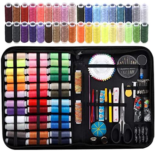 Sewing Sets - Inscraft裁縫セットソーイングセット183点セット38色縫い糸裁縫道具ポータブルミシンアクセサリーDIYアートソーイング裁縫練習衣類補修刺繍手芸携帯便利収納ケース付き家庭科大人用家庭…