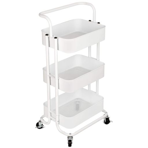 HANKEYキッチンワゴンベビーワゴン収納カートバスケットラック整理棚キャスター付き3段スチール製頑丈..