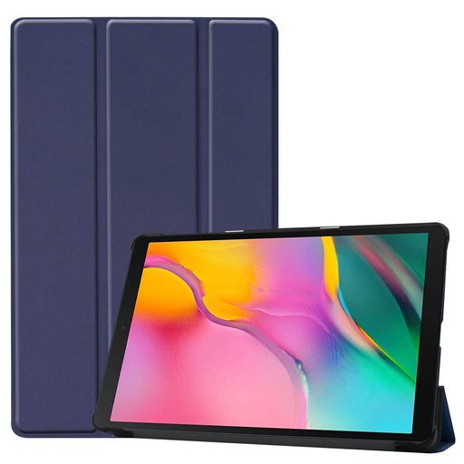 ForSamsungGalaxyTABA10.12019T510/T515ケース【ELMK】軽量薄型PUレザースマートカバー耐衝撃傷防止クリアハード背面ケース三つ折りスタンドオートスリープウェイクアップ