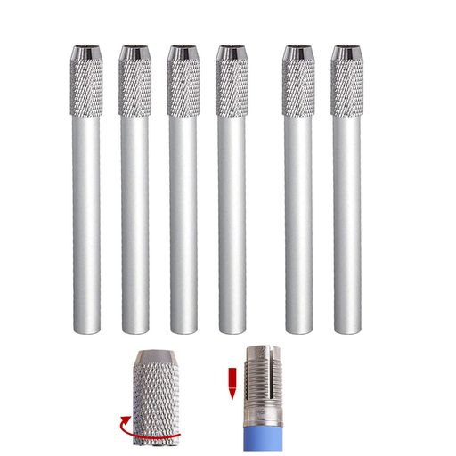 乐天商城 - Mirhua鉛筆キャップホルダー軽量延長用キャップアルミニウム製補助軸(6本セットシルバー)