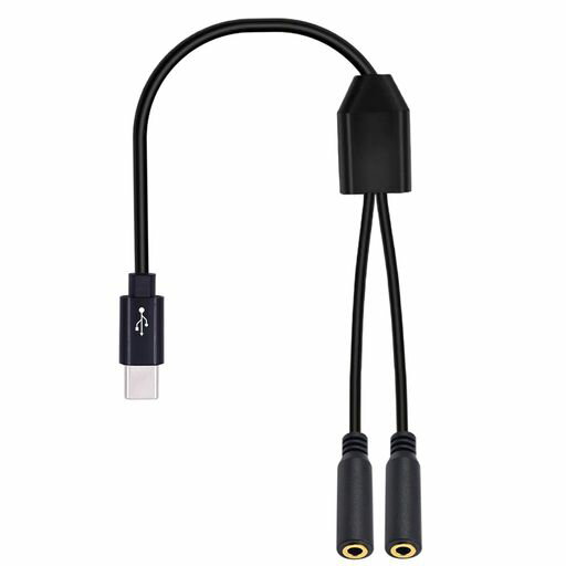 PoyiccotタイプCから3.5mm、USBType-C3.5mmオーディオ変換アダプター、TRRS4極メスx2-USBType-Cオス(マ..