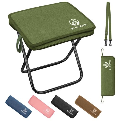 shiraya【2025Newモデル】折りたたみ椅子アウトドアチェアコンパクト超軽量アルミ合金ショルダー付き持ち運び便利収納袋一体型携帯チェアキャンプ椅子日本語説明書付きハイキング釣り(グ…