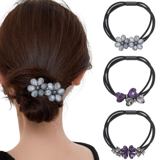 3本セットヘアゴムおしゃれ大人BetterJonnyヘアゴム飾り付きかわいいシンプル輪ゴム髪飾り髪ゴムヘアアクセサリーファクション韓国風簡約上品小物お団子金属ビジュー蝶花