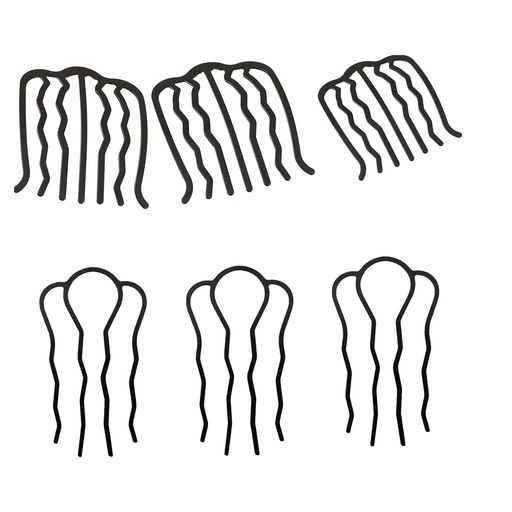 ヘアアクセサリー夜会巻きコーム6点セットブラック結婚式入学式卒業式お団子ヘアアレンジ用