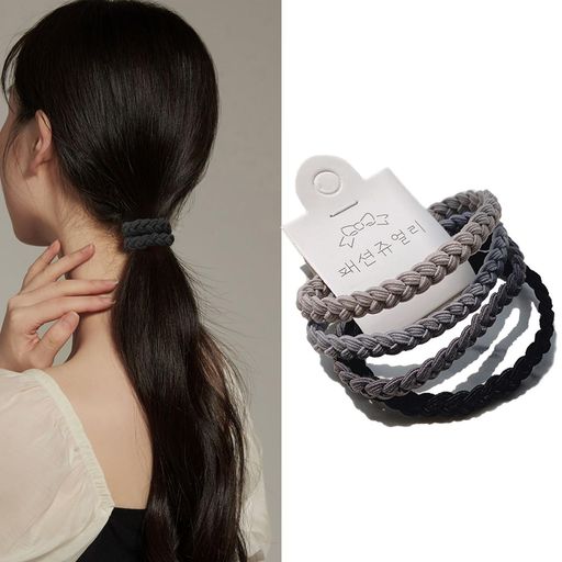 Fuyunohiヘアゴム大人輪ゴムお団子跡がつかないヘアゴムおしゃれヘアアクセ高弾性4本セットロープ風大人紐髪ゴムアクセサリー髪ゴムおしゃれゴムかわいい韓国風簡約無地上品小物切れな…(4.0)