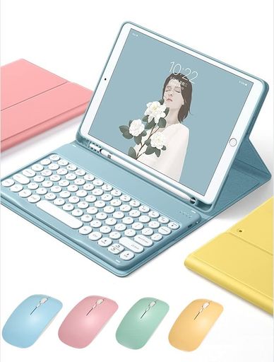 マウス付きiPadAir11インチ(M3/M2、2025/2024)/iPadAir第5/4世代10.9インチキーボードケースカラフル丸型キーレディース可愛いアイパッドAir5Air4キーボードカバーbluetooth