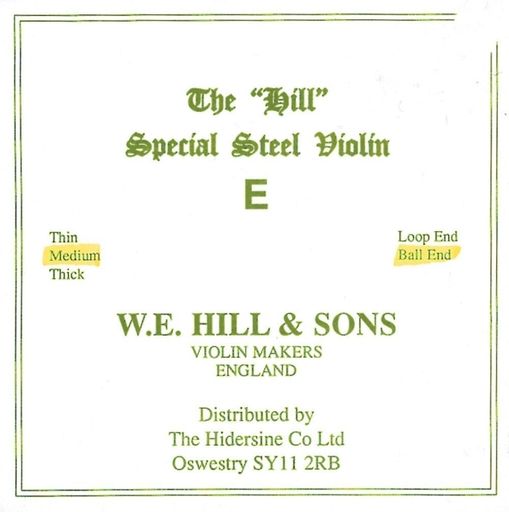 HILL STRING VIOLIN E. LOOP END. MEDIUM