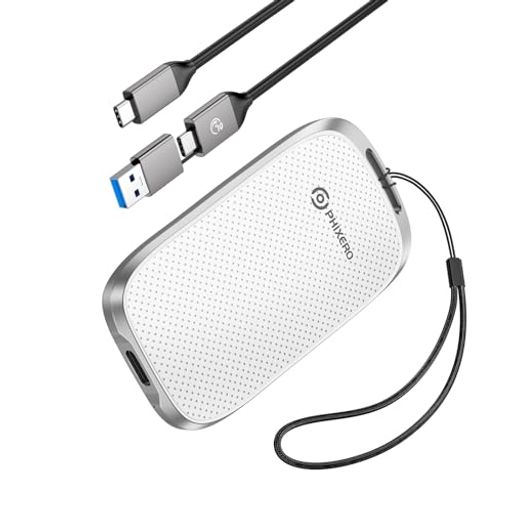 PHIXEROP5外付けSSD1TB5GbpsポータブルSSD2合1USB-Cケーブル付属耐衝撃コンパクト設計ストラップホール付きPCMacPS5Xbox対応白【5年保証】
