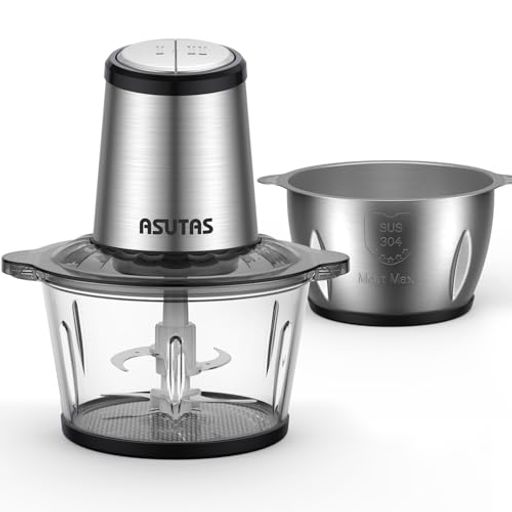 ASUTASフードプロセッサー2L大容量【2ボウル】1台5役(刻む・混ぜる・潰す・砕く・粗おろし)400Wハイパ..
