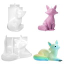 Voyyphixa狐シリコンモールド2種類セット3D立体狐キツネかわいい動物DIY手作り石鹸キャンドル置物鏡面仕上げエポキシ樹脂uvレンジ粘土ハンドメイド工芸品...