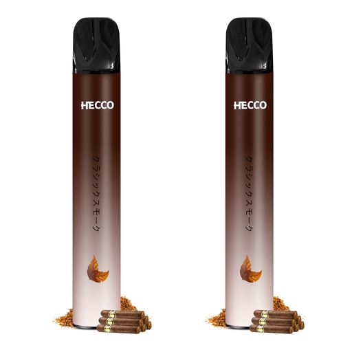 HECCO使い捨てタイプ電子タバコシガーシーシャ持ち運びベイプvape大容量ノンニコチン・タール・色素0フレーバー爆煙水蒸気タバコ水タバコポケットシーシャ本体1本約2000回2本セット