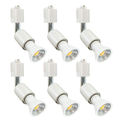 樂天商城 - Abishion ライティングバ 用スポットライト、電球付き、E26口金5.5W LED電球 電球色2700K、50-60W形相当LEDスポットライト、不可調光 90度配光 、ライティングレール 、白い 6個セット.