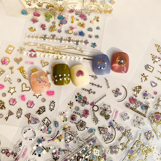 BaraRoseネイルシールネイルシールキャラクターネイル用シール3D立体夜光闪粉爱心防水超薄DIYネイルス..