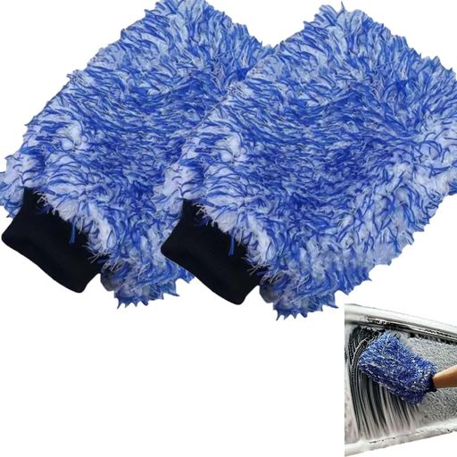 ZJYCLY 洗車ミット 洗車グローブ 洗車スポンジ 超細繊維 2個入り 230x170mm ブルー...