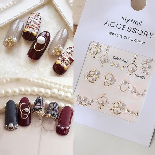 DUOLEIMIネイルシールフレームネイルステッカーラインストーンネイルデコシール3D貼るだけ枠金銀ライン..