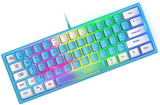 LexonTechxZIYOULANGK61ゲーミングキーボードLEDバックライトRGB60%62キー静音コンパクト(US配列)USBメンブレン式有線USB接続キーボード高耐久防衝突防水多機能マルチメディアキ