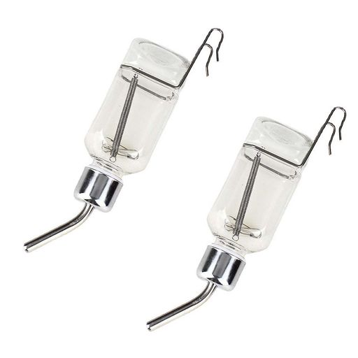 Emoiペット自動給水器ケージ固定みずのみ器2点セット猫犬小動物用水を舐めるプラスチック可愛い透明ペ..