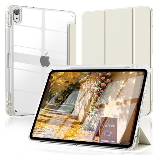 SQQSOOZ iPad Air 11インチ ケース M4 2026 /M3 2025 /M2 2024 /iPad Air 第5世代/4世代 10.9インチ 2022/2020 透明バックカバー Pencil収納可能 三つ折スタンド ワイヤレス充電対応