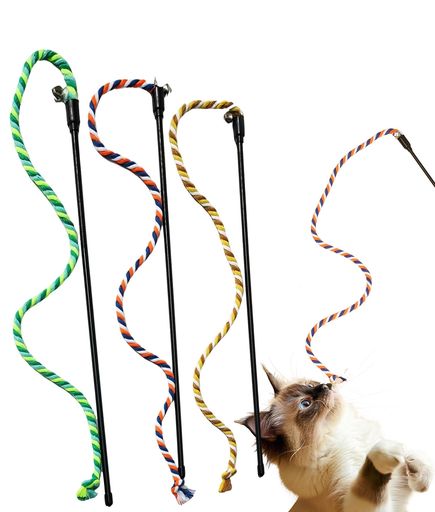 Other - 猫じゃらし3点セット3色紐切れない猫おもちゃ猫のおもちゃ歯磨き猫ロープおもちゃ人気綿紐竿頑丈ストレス解消