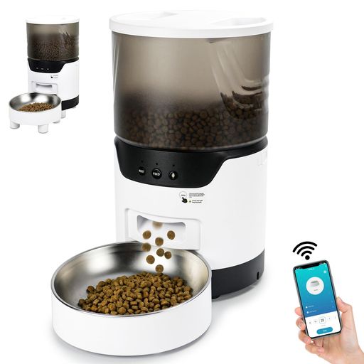 Kyoei-Tech[キョ-エイテック]自動給餌器猫用中小型犬1日10食アプリ操作wifiキャットフードいたずら防止スマート自動えさやり器ステンレス皿設定簡単スマホ遠隔操作タイマー機能定時定量手…