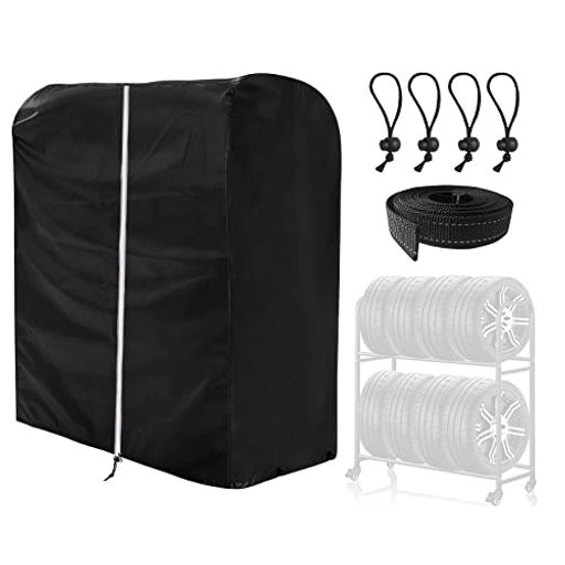 ZATOOTOタイヤラックカバー屋外防水8本収納ジッパー付420D厚手チャック付紫外線カット保管カバー劣化汚..