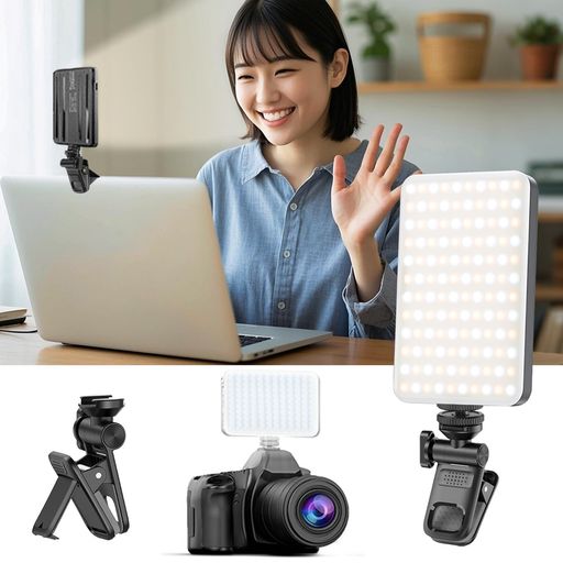 撮影用ライト クリップ+掛け式 スマホ ライト 撮影 色温度2500K-9000K 無段階調光調色 120LED リングライト スマホ 360度回転可能 スマホ撮影ライト 小型 スマホ 照明 充電式 ビデオライト 1/4’…