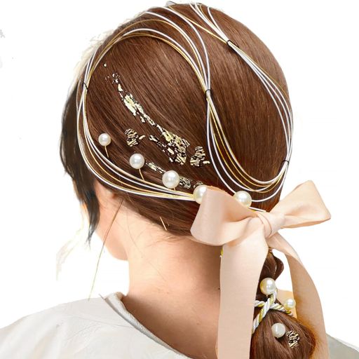 Other - [SOMILA]和風髪飾り水引リボン紐組卒業式成人式和装着物結婚式七五三浴衣パーティー謝恩会お正月花火大会花ロープドライフラワーヘアアクセサリー(ピンク)
